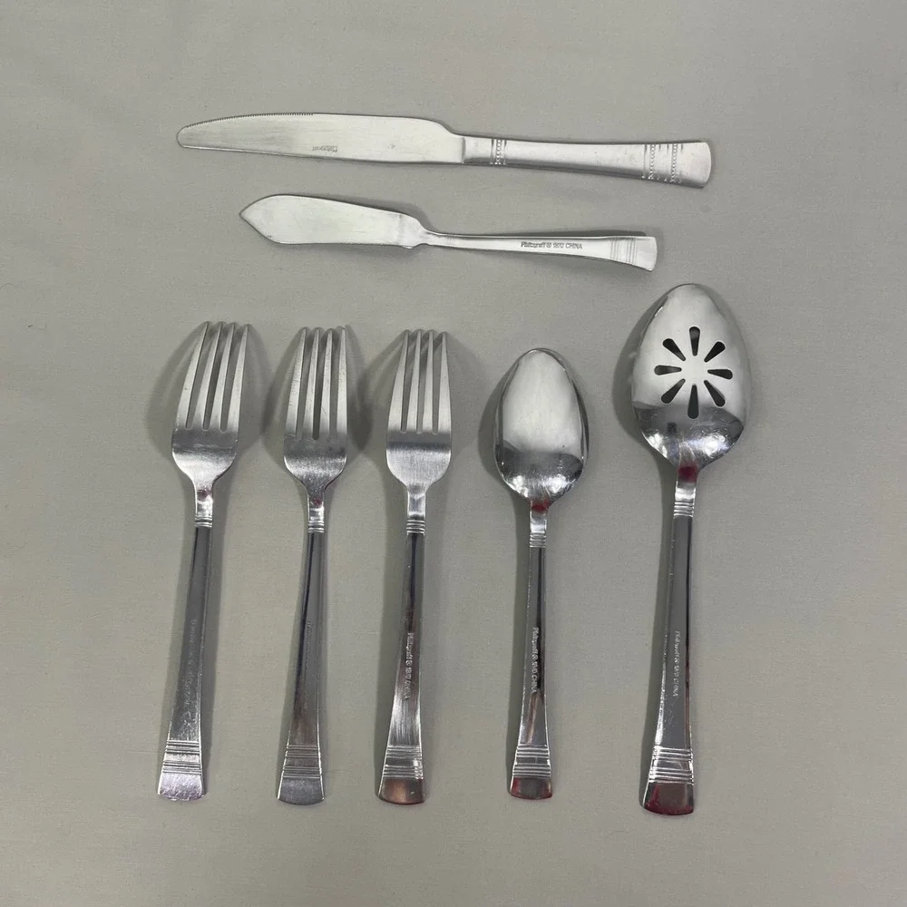 Lot of 7 International Silver Kensington Stainless Forks Tablespoon Knives Spoon